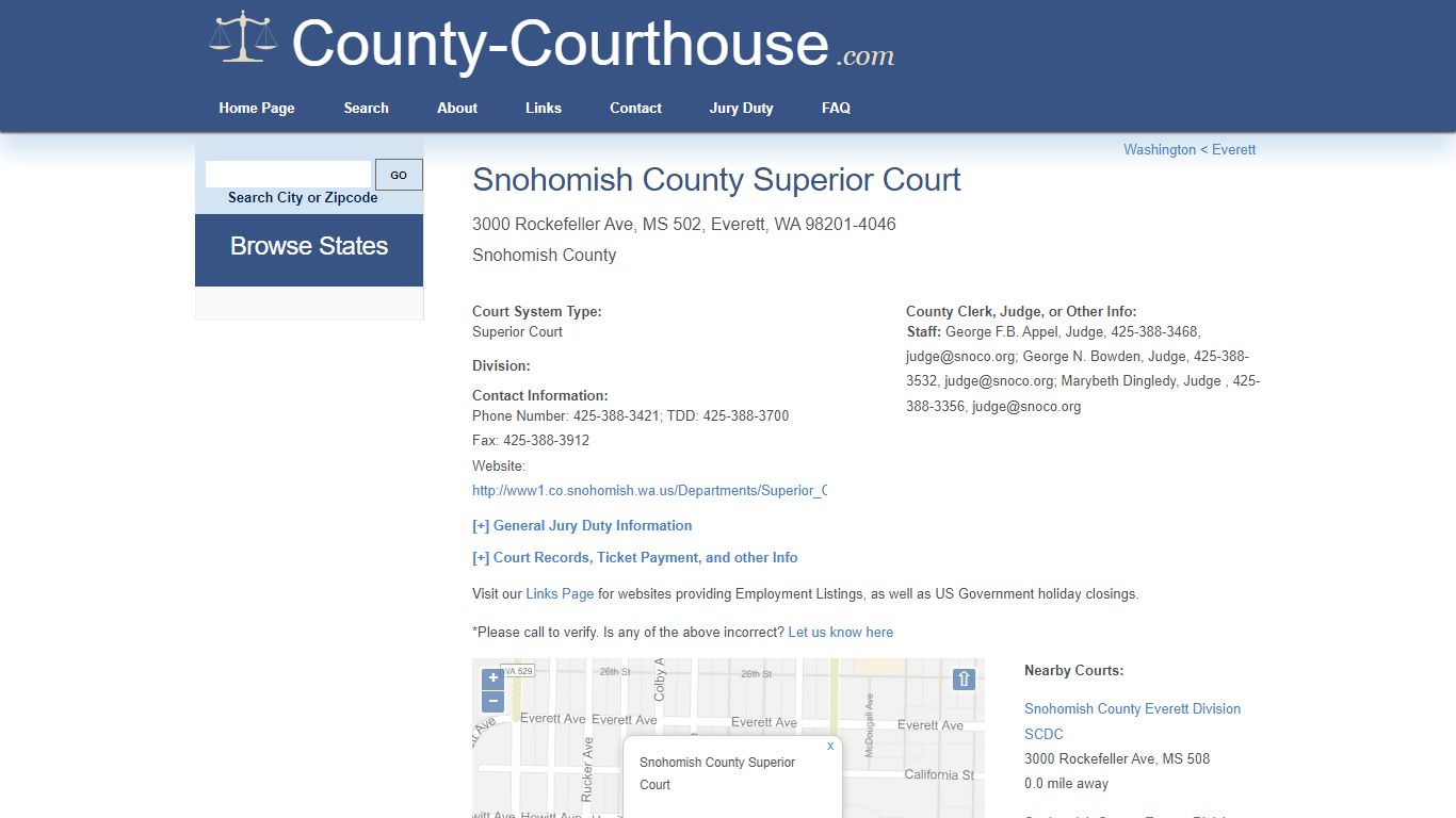 Snohomish County Superior Court in Everett, WA - Court Information